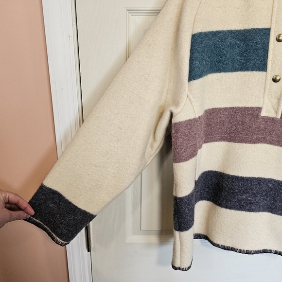 Woolrich 80s Vintage Striped Wool Lab Pullover Cream Ivory Sweater - Picture 5 of 7